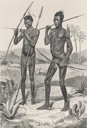 Guerriers Makaraka, de The History of Mankind, Vol.III, par Prof. Friedrich Ratzel, 1898